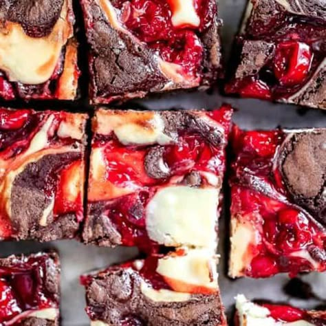 OMG! Heavenly Cherry Cheesecake Swirl Brownie - The Baking ChocolaTess Cherry Cheesecake Brownies, Chocolate Cherry Cheesecake, Strawberry Swirl Cheesecake, Raspberry Pie Filling, Cheesecake Swirl Brownies, Cherry Brownies, Swirl Brownies, Blueberry Pie Filling, Chocolate Chip Cheesecake