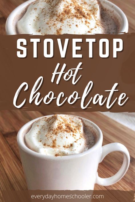 Stove Top Hot Chocolate Recipes, Dutch Oven Hot Chocolate, Stove Hot Chocolate, Stovetop Hot Cocoa, Stove Top Hot Cocoa, Stove Top Hot Chocolate Easy, Hot Cocoa Recipe Stovetop, Homemade Hot Chocolate On The Stove, Hot Chocolate Stovetop