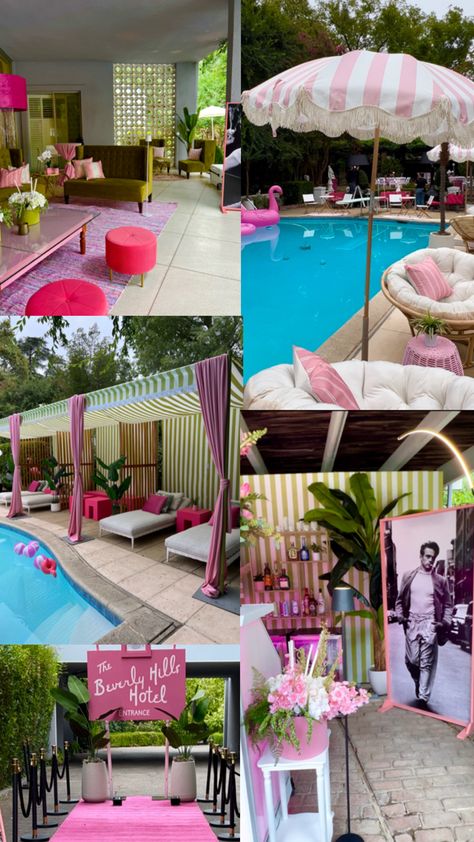 Themed Pool Party Beverly Hills Hotel Pool, Hotel Pool Party, Paradise Pools, Pink Paradise, Beverly Hills Hotel, Hotel Pool, Outdoor Events, Pool Party, Beverly Hills