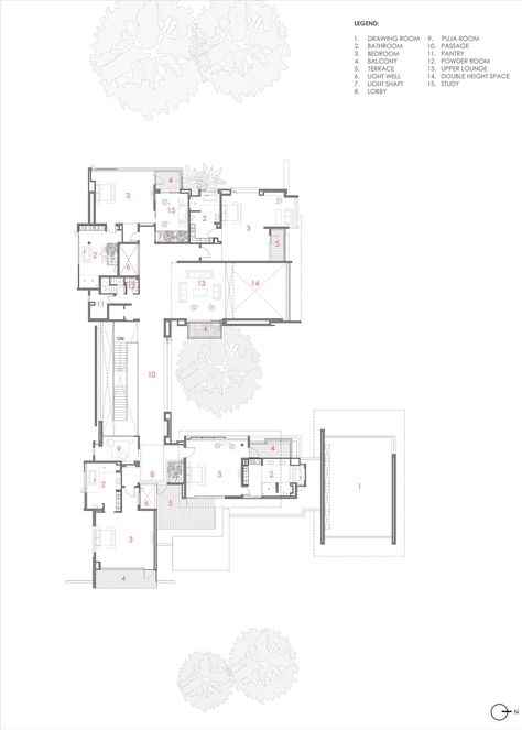 Gallery of Three Trees House / DADA & Partners - 23 Trees House, Floor Planning, Large Floor Plans, Architectural Representation, Luxury Plan, Tree Plan, Architectural Floor Plans, Architectural House Plans, Plan Drawing