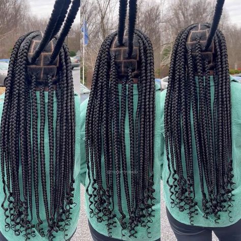 Large Box Braids Curly Ends, Large Knotless Braids Hairstyles Curly Ends, Large Knotless Box Braids Curly Ends, Large Knotless Braids Curly Ends, Large Knotless Curly Ends, Knotless Box Braids Large With Curls, Style Large Knotless Braids, Large Knotless With Curly Ends, Large Box Braids With Curly Ends