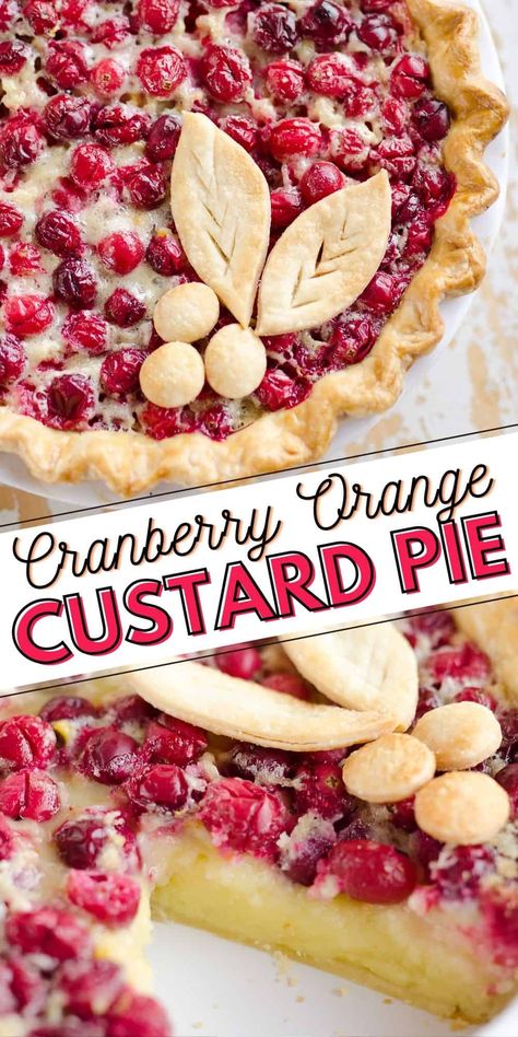 Cranberry Custard Pie, Cranberry Custard, Unique Pie Recipes, Orange Custard, Orange Pie, Unique Recipes Desserts, Sweet Custard, Unique Pies, Cranberry Pie