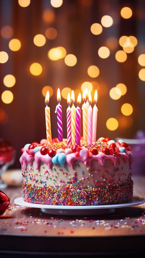 Colorful Birthday Cake wit hcandles #cake #birthday #birthdaycake #cakewithcandles Birthday Wishes Cake Images, Birthday Cake Pictures Image, Birthday Cake Wallpaper, Birthday For Brother, Boyfriend Happy Birthday, Happy Birthday Torte, Birthday For Sister, Birthday Cake Wishes, Birthday Cake Quotes