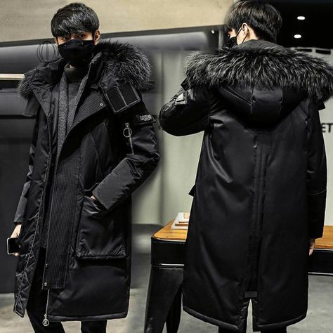 Long Down Coat, Classy Suits, Windproof Jacket, Clothes For Men, Down Jackets, Parka Coat, Down Coat, Fur Collar, Modest Dresses