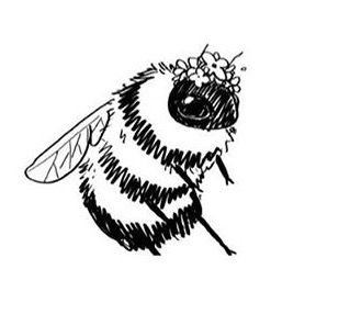 Bee wearing a flower crown Bee, Black And White, White, Black