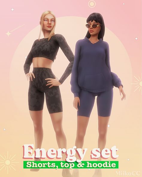 Energy set 🌟 Biker shorts, crop top & hoodie | Miiko on Patreon Sims4 Cc Mom Clothing, Sims 4 Shirts Maxis Match, Maxis Match Clothing Sims 4, Sims 4 Cc Clothes Bathing Suit, Clean Girl Aesthetic Sims 4 Cc, Clothes For Women Sims 4 Cc, Sims 4 Mods Clothes Maxis Match, Sims 4 Cc Clothing Maxis Match, Sims 4 Mom Clothes