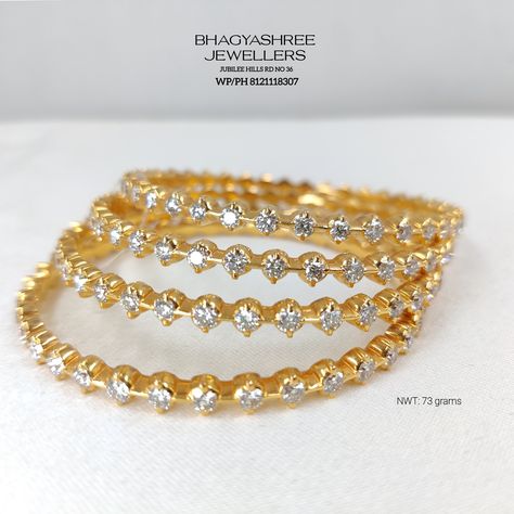 Presenting Daily wear close setting Diamond bangles studded with NATURAL DIAMONDS with EF-VVS IGI CERTIFIED. Visit us for the best diamond set's. Highest Grading diamonds, most competitive price. for more designs video call no. 8121118307 from 11am to 8pm for variety. #bhagyashreejewelers #bsjgold #diamondbangles #diamondbanglesdesign #DiamondJewellery #bridaljewellery #bridaljewelleryset #weddingjewellery #weddingjewelleryset #weddingjewellerytrends #weddingjewellerycollection Close Setting Diamond Bangles, Diamond Bangles, Wedding Jewellery Collection, Bangles Jewelry Designs, Video Call, Diamond Bangle, Best Diamond, Bangles Jewelry, Jewelry Designs