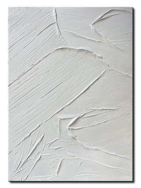 PRICES MAY VARY. Abstract White Oil Painting Size: 28x40x1.2 inches (70x100x3cm). Please confirm your installation space before ordering. High Quality: This abstract thick textured wall art is 100% hand-painted by our professional artists.Crafted using premium palette knife oil painting techniques and imported high-quality acrylic,ensuring vibrant colors that endure without fading or cracking over time. Application Places: Designed with a modern minimalist style, this white textured wall art eff Textured Wall Art Bedroom, White Texture Paint, Putty Painting, Textured Plaster Art, Minimalist Art Painting, Oil Paint Texture, Neutral Canvas Art, Dyi Painting, Painting For Wall Decor