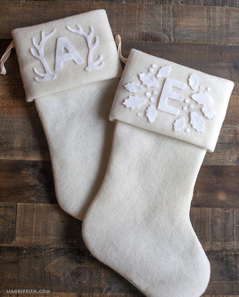 11 Adorable DIY Christmas Stockings Your Family Will Love Diy Christmas Stocking Pattern, Diy Christmas Stockings, Monogram Christmas Stocking, Cute Christmas Stockings, Unique Christmas Stockings, Decorated Stockings, Diy Stockings, Felt Christmas Stockings, Christmas Stockings Diy