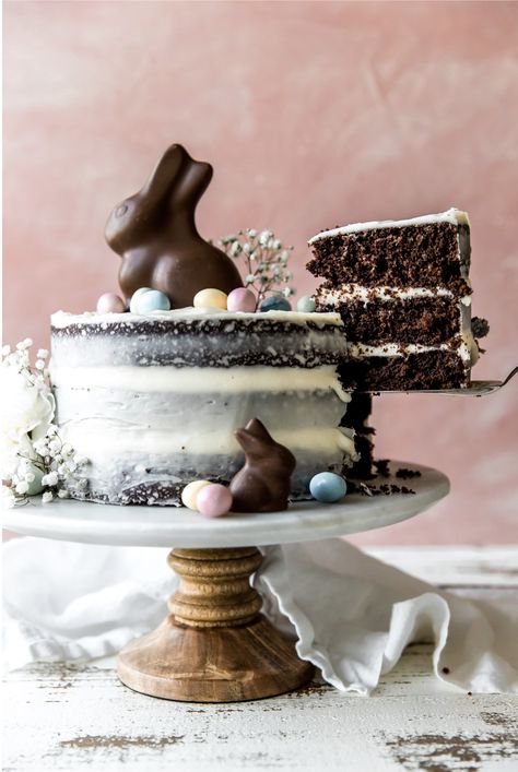 Chocolate Bunny Cake, Easter Brunch Dessert, Bunny Desserts, Marshmallow Recipes, Chocolate Easter Cake, Pies Recipes, Brunch Desserts, Baking Journal, Easter Bunny Cake