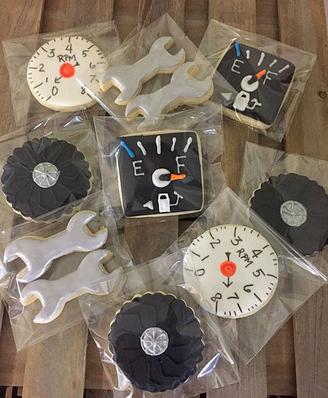 Mechanic themed cookies, for the car lover Car Lover Birthday Party Ideas, Mechanic First Birthday Party, Racing Theme Cookies, Mechanic 2nd Birthday, Race Car 1st Birthday Cookies, First Birthday Mechanic Theme, Mechanic Gift Ideas, Mechanic Birthday Party Ideas For Men, Diesel Mechanic Graduation Party Ideas