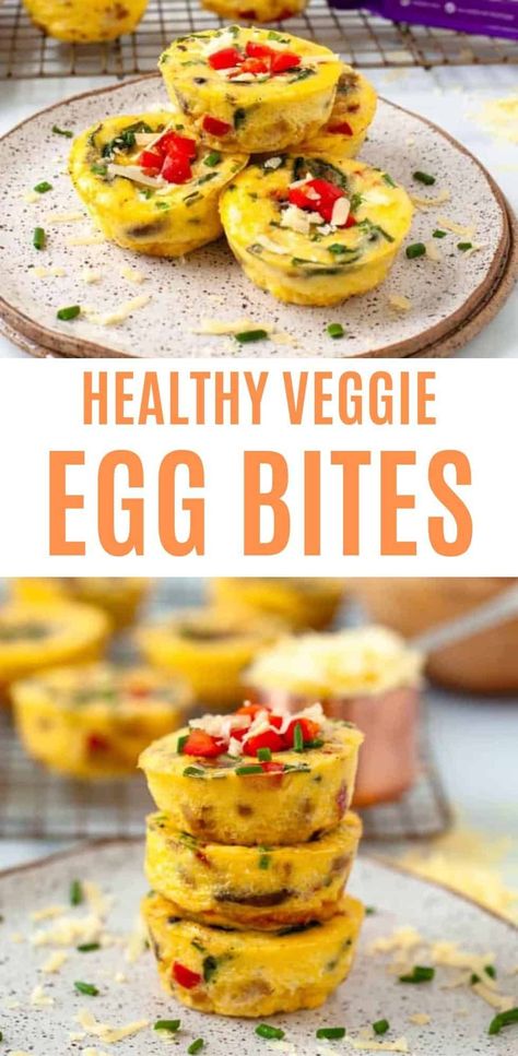 These Veggie Egg Bites are packed with veggies, herbs, and made with grass-fed butter and cheddar cheese from @tgfdairy #ad Egg Bites Recipe Vegetarian, Egg Bites With Veggies, Veggie Egg Bites Muffin Tins, Egg Bites Veggie, Homemade Egg Bites Healthy, Egg Bites Vegetarian, Vegetarian Egg Bites, Low Carb Egg Bites, Egg Bite Recipes