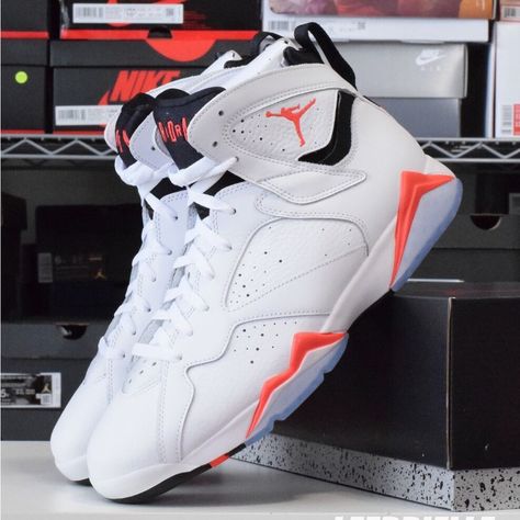 Brand New Never Worn Comes With Box Mens 9 Jordan 7 Infrared White Nike Shoes Women Fashion, Jordans Retro, Jordan Retro 7, Nike Jordan Retro, Shoes Jordan, Jordan 7, Cute Nike Shoes, Cute Nikes, Sneaker Games