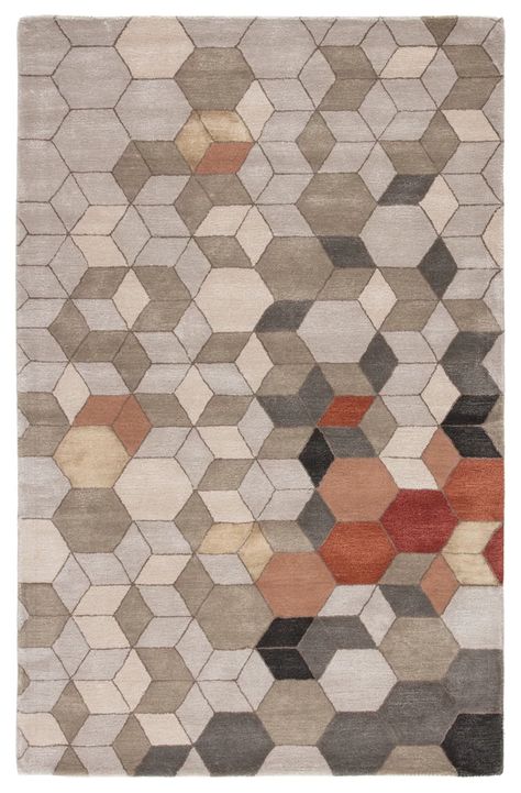 Geometric Rug Design, Geometric Light, Unique Area Rugs, Geometric Lighting, Jaipur Living, Home Improvements, Light Grey Area Rug, Orange Area Rug, Rock Design