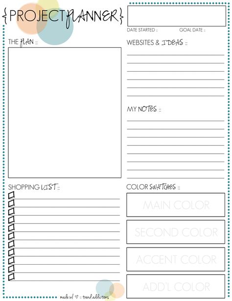 Project Planner Template, Project Planner Printable, Craft Planner, Binder Organization, Organization Printables, Project Planner, Diy Planner, Journals & Planners, Day Planners