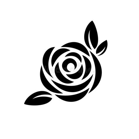 Rose flower with leaves black silhouette logo. Rose icon , #spon, #leaves, #flower, #Rose, #black, #icon #ad Tattoo Stencil Designs, Rose Tattoo Stencil, Flower With Leaves, Rose Stencil, Silhouette Logo, Easy Drawing Steps, Flower Silhouette, Rose Drawing, Roses Drawing