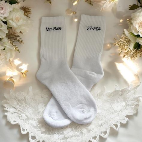 Embroidered socks for the new Mrs Bale. We’d like to send our best wishes to the bride and groom 🥰 #machineembroidery #wedding #weddingsocks #brides #bridesofinstagram #CallahanCreations Embroidered Socks, Wedding Socks, Best Wishes, Bride And Groom, Wedding Bride, The Bride, Machine Embroidery, Socks, On Instagram