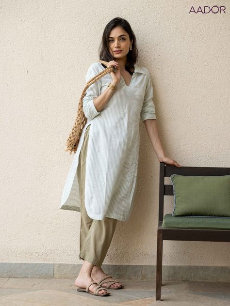 Formal Kurta Designs Women, Summer Indian Outfits Casual, Kota Salwar Suits Designs, Tunics Outfits For Women, Indian Formal Outfits For Women, Formal Salwar Suits For Women, Formal Kurtas For Women, Minimal Kurti, Kurta Styling Ideas For Women