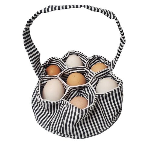 PRICES MAY VARY. Egg collection basket - perfect for collecting a few fresh eggs daily. The striped farmhouse design looks great on the counter as a chicken egg holder and is perfect for those who raise poultry. 7 collection pouches: Each egg gathering basket has 7 pouches and is durable enough to be used daily. Basket can easily be packed up for travel or easy storage. Protection: Egg baskets for fresh eggs includes fabric to separate the eggs and keep them safe. Fabric basket prevents cracking Chicken Coop Egg Collector, Egg Gathering Basket, Chicken Egg Holder, Egg Baskets, Collecting Eggs, Types Of Eggs, Gathering Basket, Duck Eggs, Egg Crates