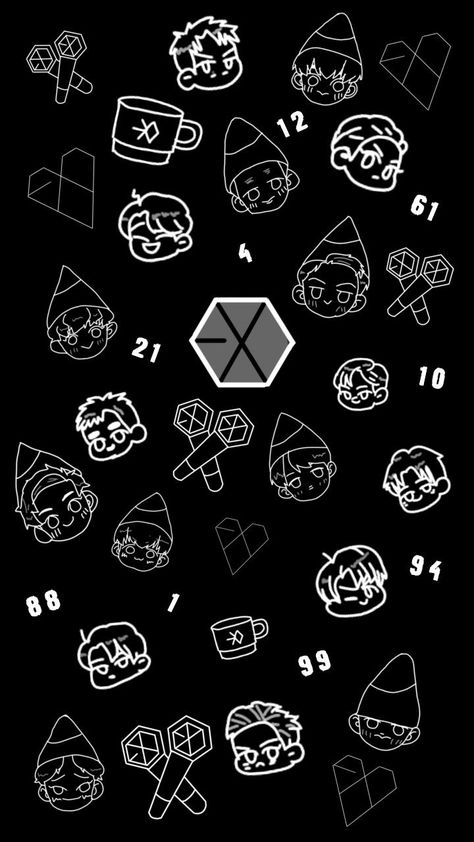 Exo Logo Wallpapers, Exo Background Wallpapers, Exo Cartoon, Exo Chibi Fanart, Exo Logo, Exo Anime, Exo Background, Baekhyun Wallpaper, Exo Chibi