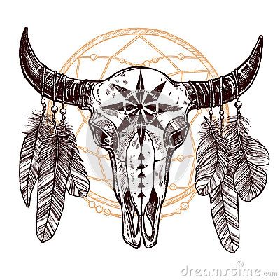 Cosmic Tattoos, Water Tattoos, Desert Skull, Feather Sketch, Bull Skull Tattoos, Native American Drawing, Native American Totem, Bison Skull, Native American Tattoo