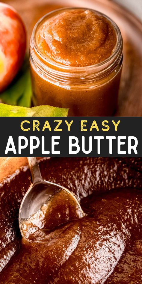 This Apple Butter Recipe is super easy and perfect for beginners! You only need one pot and a handful of basic ingredients to make this smooth, creamy, cinnamon spiced apple butter! Apple Cinnamon Butter Recipe, How Do You Make Apple Butter, Apple Butter Recipe With Apple Cider, Quick Apple Butter Recipe, Apple Butter Recipe Roaster Oven, Homemade Apple Butter Stovetop, Refrigerator Apple Butter, Apple Recipes Snacks, Apple Butter Recipe For Canning