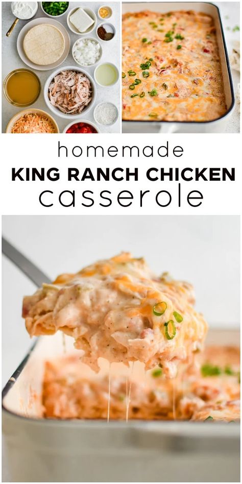 King Ranch Chicken Casserole is a classic Texas casserole and comfort food made with layers of chicken, tortillas, and melty cheese. A dinnertime favorite, this homemade version features a delicious made-from-scratch sauce with no canned condensed soups. Texas Casserole, Chicken Tortillas, King Ranch Casserole, Spaghetti Casserole Recipe, King Ranch Chicken Casserole, King Ranch Chicken, Baked Spaghetti Casserole, Ranch Casserole, Wild Rice Casserole