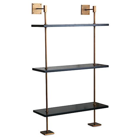 Marais Wall Shelving, Black/Brass Bespoke Furniture Interior Design, Bistro Shelving, Brass Shelving, Brass Shelf, Shelving Brackets, Brass Shelves, Wall Shelving, Bar Shelves, Organization Station