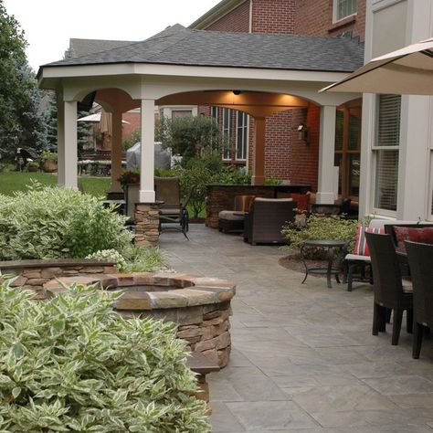 Landscaping Around Stamped Concrete Patio, Stamped Concrete Patio With Gazebo, Stamped Concrete Pathway, Patio Designs And Ideas Layout Concrete, Plain Concrete Patio Ideas, Stamped Patio Ideas, Concrete Stamped Patios, Backyard Cement Patio Ideas, Ashlar Slate Stamped Concrete