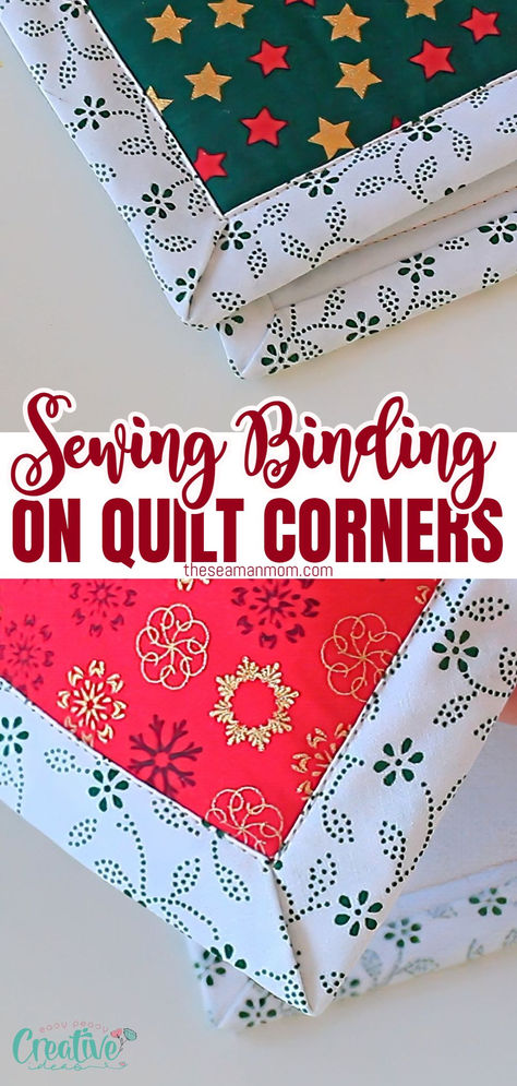 HOW TO SEW BINDING ON QUILT CORNERS Quilt Binding Tutorial, Quilt Corners, Sewing Binding, Binding Tutorial, Quilt Border, Sewing Tutorials Free, Quilt Binding, Quilting Rulers, Sewing Projects For Kids