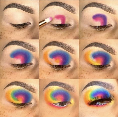 January Eyeshadow Looks, Easter Eyeshadow Looks, Groovy Makeup, Derby Makeup, Makeup Ideas Colorful, Eyeshadow Art, Eyeshadow Makeup Looks, Pride Ideas, Make Up Kits