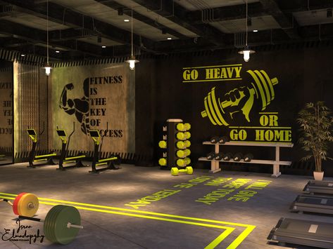 Gym Interior Wallpaper, Gym Wall Ideas Interior Design, Gym Wall Decor Interior Design, Fitness Decoration Gym, Crossfit Gym Design Interiors, Crossfit Design Interior, Gym Setup Ideas Commercial, Commercial Gym Interior Design Ideas, Personal Gym Design