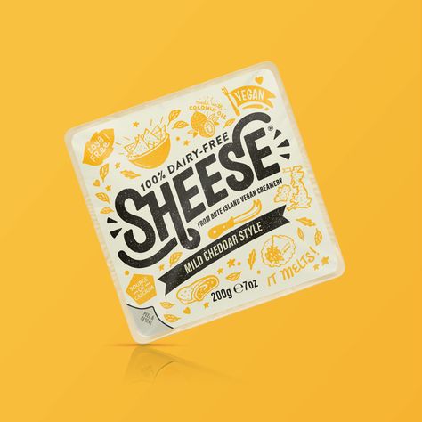 Sheese! Vegan Cheese Didn't Have To Be That Good! | Dieline - Design, Branding & Packaging Inspiration Cheese Design, Healthy Brands, Cheese Packaging, Cheese Brands, Strategic Thinking, Dairy Free Cheese, Food Patterns, Island Food, Creative Package