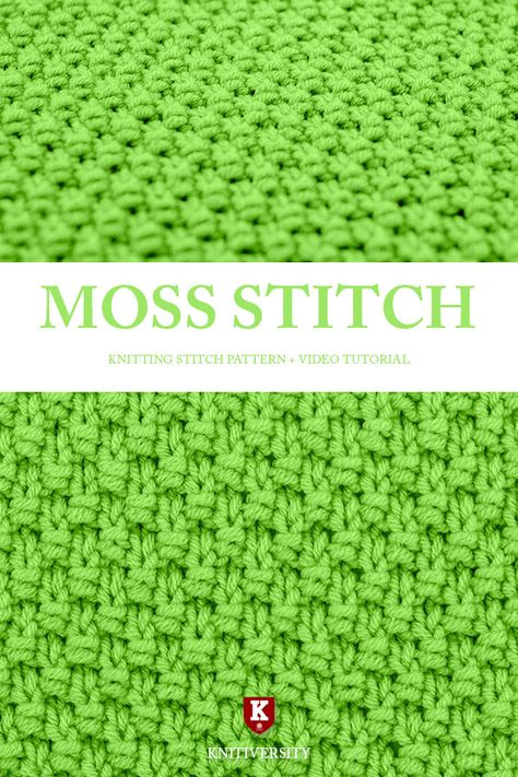 Moss Stitch Knitting Pattern Tutorial Moss Stitch Knitting Pattern, Knitted Moss Stitch, Double Seed Stitch Knitting, Knitting Moss Stitch, Double Moss Stitch Knitting, Moss Stitch Knitting, Moss Stitch Knit, Seed Stitch Knitting, Baby Mittens Knitting