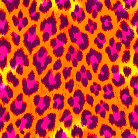 Sleek and Striking: Leopard Print Seamless Design Orange Cheetah Print Wallpaper, Cheetah Print Wallpaper, Colorful Animal Print, Red Fur, Jungle Cat, Wallpaper Iphone Neon, Blood Art, Pink Animals, Cat Fabric