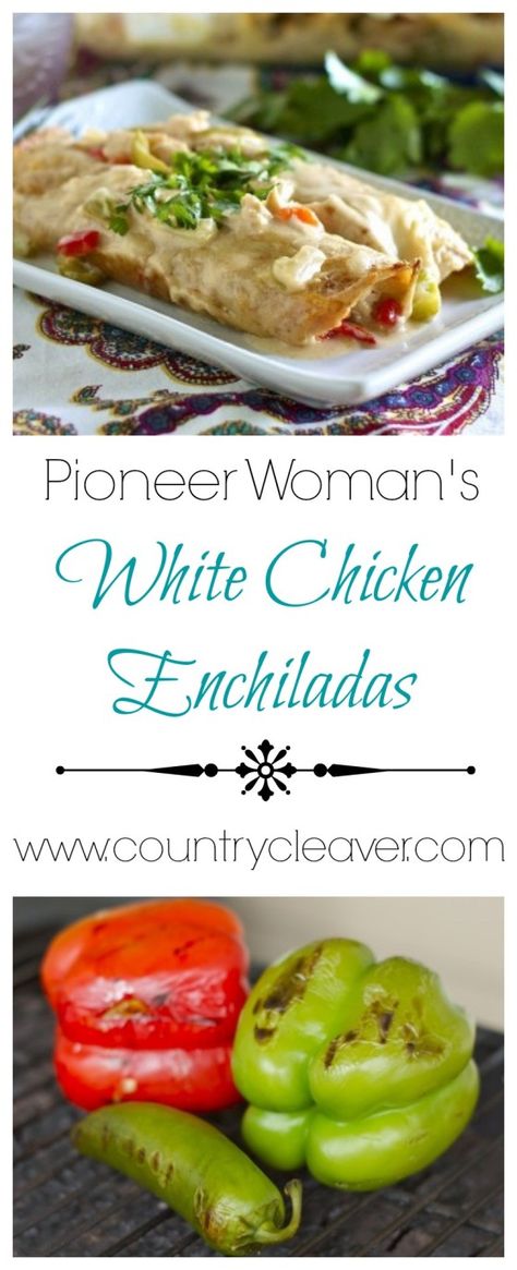 PW Wednesday - White Chicken Enchiladas - Country Cleaver White Chicken Enchiladas Pioneer Woman, Chicken Enchiladas Pioneer Woman, Pioneer Woman Chicken Enchiladas, Pioneer Woman White Chicken Enchiladas, Pioneer Woman Enchiladas, Mexican Flavors, Meat Casserole, White Chicken Enchiladas, Weekly Dinner