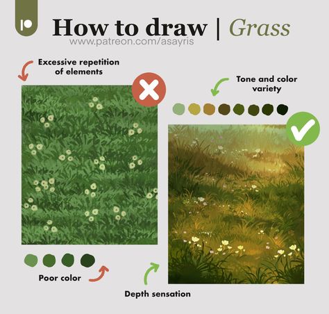 Grass Tutorial, Art Advice, Digital Art Beginner, Digital Painting Tutorials, Art Tutorials Drawing, Digital Art Tutorial, Painting Tips, Art Inspiration Drawing, Every Month