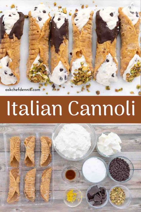 Cannoli Recipe Easy Cannoli Shells, Homemade Cannoli Filling, Sourdough Cannoli, Best Cannoli Recipe, Florentine Cannoli Recipe, Christmas Food Italian, Cannoli Recipe Filling Mascarpone, Canolli Filling Recipe, How To Make Canollies