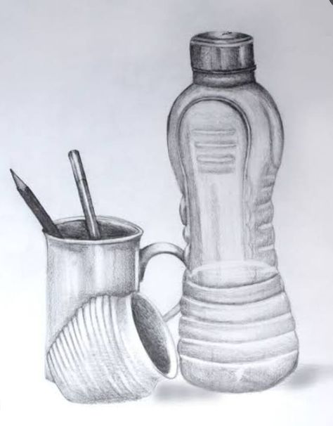 Still Life Pencil Shading Object, Live Sketching Objects, Still Life Drawing Pencil Objects, Still Lives Drawing, Still Life Sketch Easy, Easy Still Life Painting, Painting With Pencil, Life Sketching, Still Life Pencil Shading