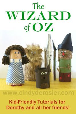 Wizard of Oz characters made from cardboard tubes - great recycling project Wizard Of Oz Art Projects For Kids, Wizard Of Oz Crafts For Kids, Wizard Of Oz Crafts, Oz Characters, Theatre Crafts, Wizard Of Oz Decor, Wizard Of Oz Characters, Cowardly Lion, Glinda The Good Witch