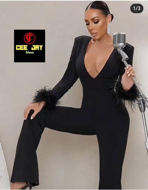 Runway Jumpsuit, Bandage Jumpsuits, Celebrity Party, Neck Bandage, Black Feathers, New Woman, Wedding Events, Pant Jumpsuit, Top Brands