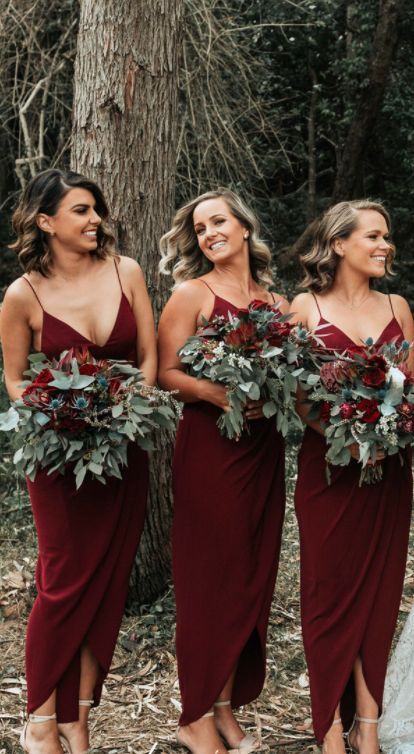 Contact us: lisamony@outlook.com Please left message what color you need when you order it.Besides the picture color, you can also choose any color you want. Spaghetti Strap Sheath Burgundy Bridesmaid Dresses Processing time: 12-21 business days Shipping Time: 3-5 business days \"Fabric:Chiffon Hemline/Train:Floor-length Back Detail: Zipper Sleeve Length: Embellishments: Shown Color: Refer to Image Built-In Bra: Yes\" This is a Made-to-Order item. All colors and sizes are available and we sta Popular Bridesmaid Dresses, Summer Bridesmaids, Spaghetti Strap Bridesmaids Dresses, Cheap Bridesmaid Dresses Online, Red Spaghetti, Black Bridesmaid, Simple Bridesmaid Dresses, Custom Bridesmaid Dress, Burgundy Bridesmaid