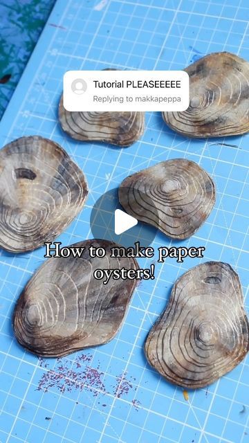 Lizzie :) on Instagram: "Turning paper into Oysters! Pt. 1 ⭐️  Hi guys! Here’s a little look at how I made these oysters from some sketchbook paper :) These are a prop in a short video I’m working on. It’s based on a song that’s been making the rounds this year, any guesses as to which one? Lmk if you try making these yourself! 🫶☺️  #propdesign #papercraft #animator #artstudent #filmmaking #propmaking" Oyster Diy, Paper Structure, Oyster Shell Crafts, Prop Making, Oyster Pearl, Oyster Shells, Paper Cut Art, Cut Paper, Prop Design