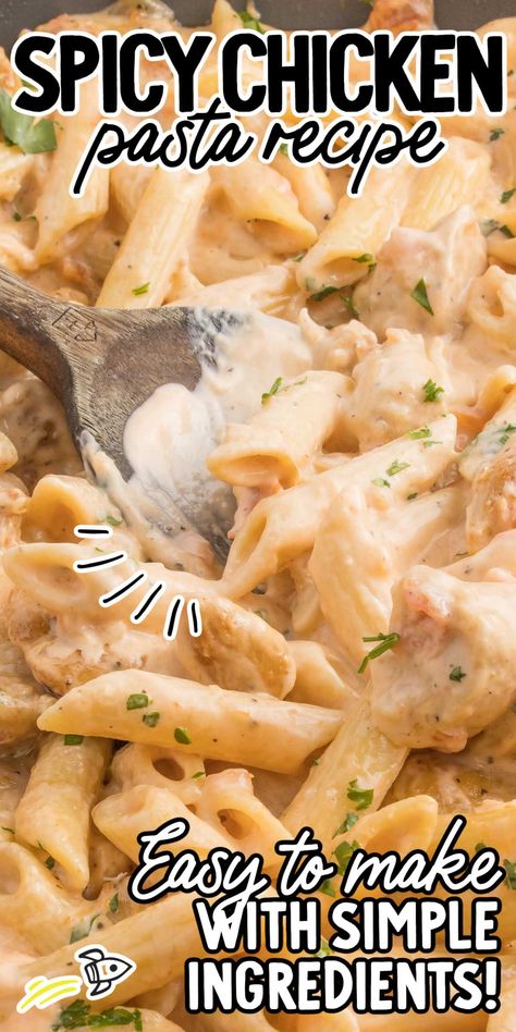 Indulge in a creamy and spicy delight with this spicy chicken pasta recipe, which is quick and easy to make with pantry staples and perfect for any occasion. Spicy Pasta Recipes, Spicy Chicken Noodles, Spicy Chicken Pasta, Noodle Dinner, Cream Cheese Pasta, Spicy Pasta, Italian Sausage Pasta, Creamy Chicken Pasta, Spicy Chicken Recipes