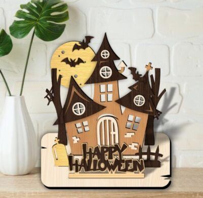 Halloween stand E0022614 file cdr and dxf pdf free vector download for Laser cut House Wood Design, Laser Cut Wood Crafts, Halloween Haunted House, Laser Engraving Machine, Laser Cut Sign, Halloween Haunted Houses, Create Diy, Free Halloween, Halloween Haunt