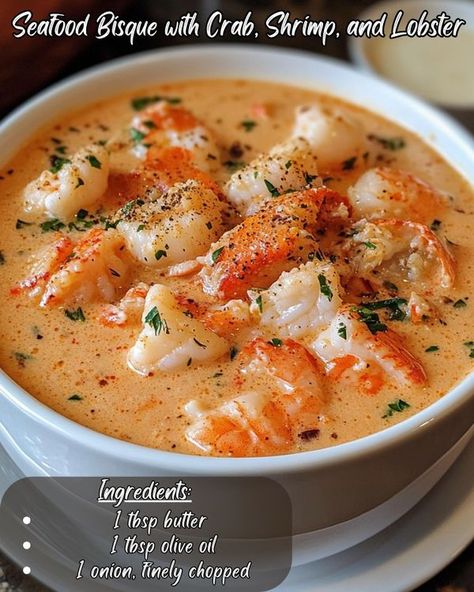 Seafood Etouffee, Shrimp Bisque Recipe, Seafood Bisque Recipe, Lobster Bisque Recipe, Shrimp Bisque, Bisque Soup, Seafood Bisque, Weight Watchers Meal Plans, Recipes Seafood