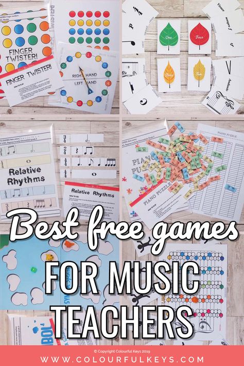 The top 9 best games for piano teachers #piano #teachingpiano #musiced #musicteacher #colourfulkeys #vibrantmusicteaching #gamify #pianoteaching Music Lessons For Elementary Students, Music Games For Elementary Students, Teaching Music Elementary, Elementary Music Teacher Ideas, Piano Lesson Games, Music Games For The Classroom, 3rd Grade Music, Music Classroom Games, Music Teaching Ideas