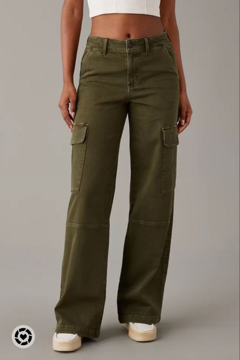 Army Green Pants, Cargo Pants Outfit, Green Cargo Pants, Striped Wide Leg Pants, Women Cargos, Green Pants, Fabric Patch, Cargo Pant, Back To School Outfits