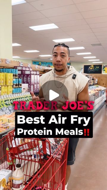 Trader Joe’s Air Fryer, Trader Joe’s High Protein Grocery List, High Protein Trader Joe’s, High Protein Trader Joe Meals, Trent Harrison, 1400 Calorie Meal Plan, Healthy 2024, Protein Dinners, Protein Burger