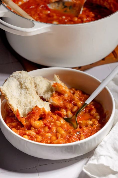 Fagioli all’Uccelletto (Tuscan Stewed Beans) – Giadzy Tuscan Beans Recipe, Giadzy Recipes, Stewed Beans, Canning Cherry Tomatoes, Beans From Scratch, Italian Beans, Tuscan Recipes, Parmesan Rind, Canned Cherries